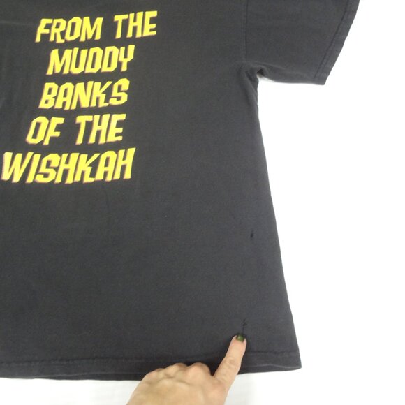 VINTAGE - NIRVANA MUDDY BANKS WISHKAH BLACK MEDIUM T-SHIRT L202 (HOLES C PICS) - Picture 12 of 13